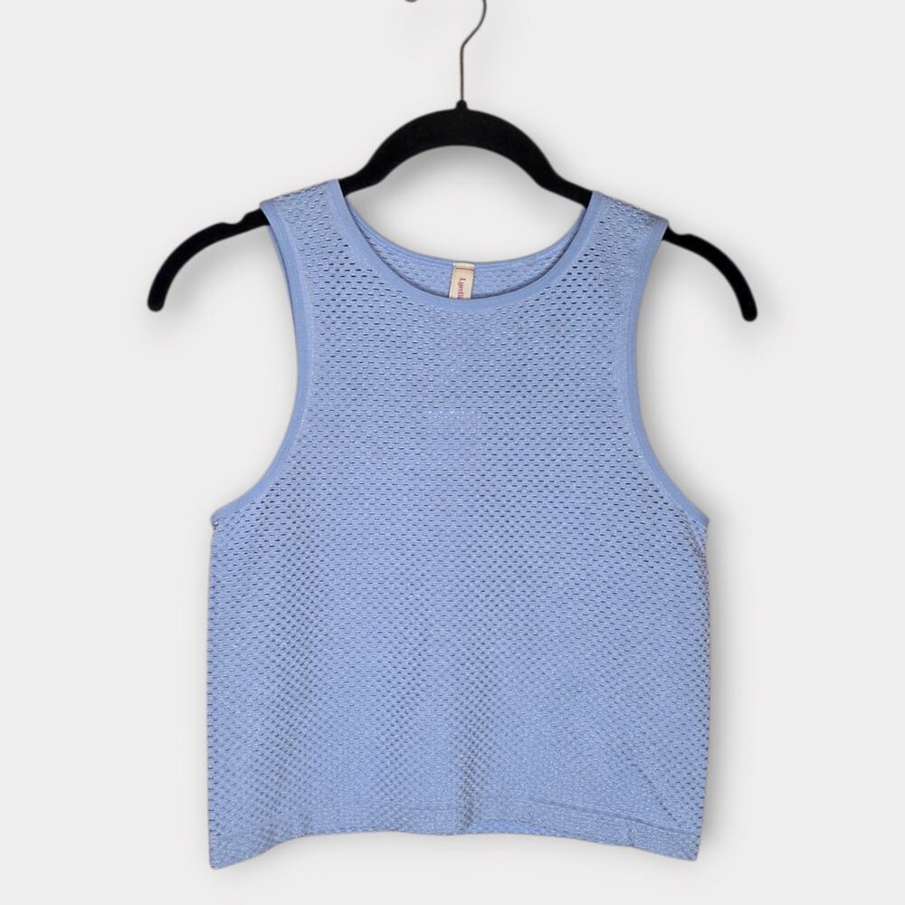 NEW LyreBird Anthropologie Light Blue Mesh Knit Shimmer Tank Women's Lg/XL